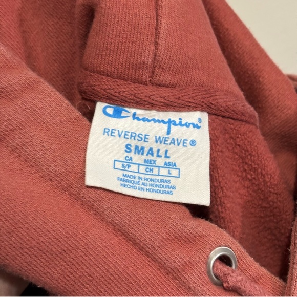 Champion Reverse Weave Hoodie Red Sandalwood Pullover Sweatshirt Size Small - Picture 7 of 8